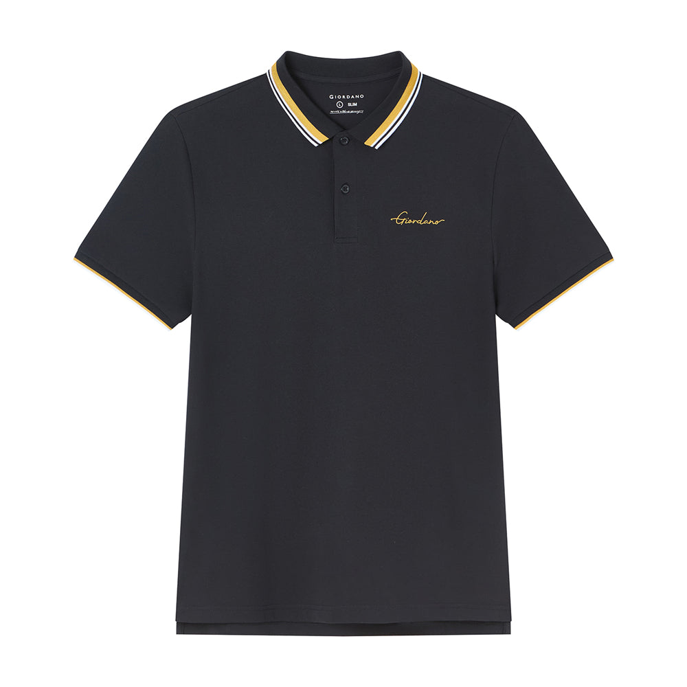 Men’S Slim Pique Polo With Contrast Collar & Signature Embroidery
