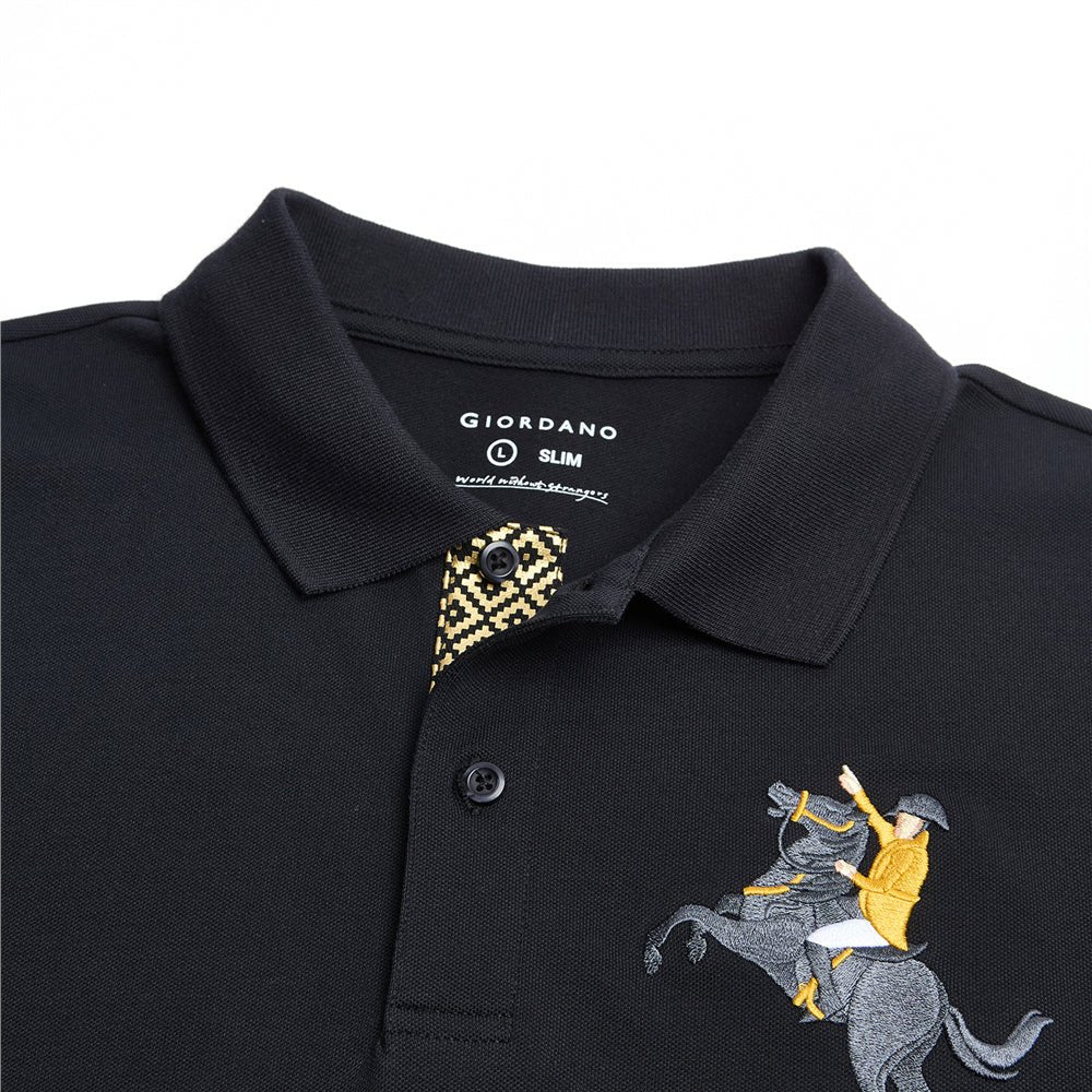 Men’s Cotton Slim Pique Polo with Napoleon Embroidery