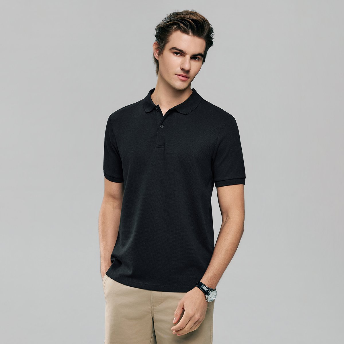 Men's Slim Waffle Knit Premium Polo