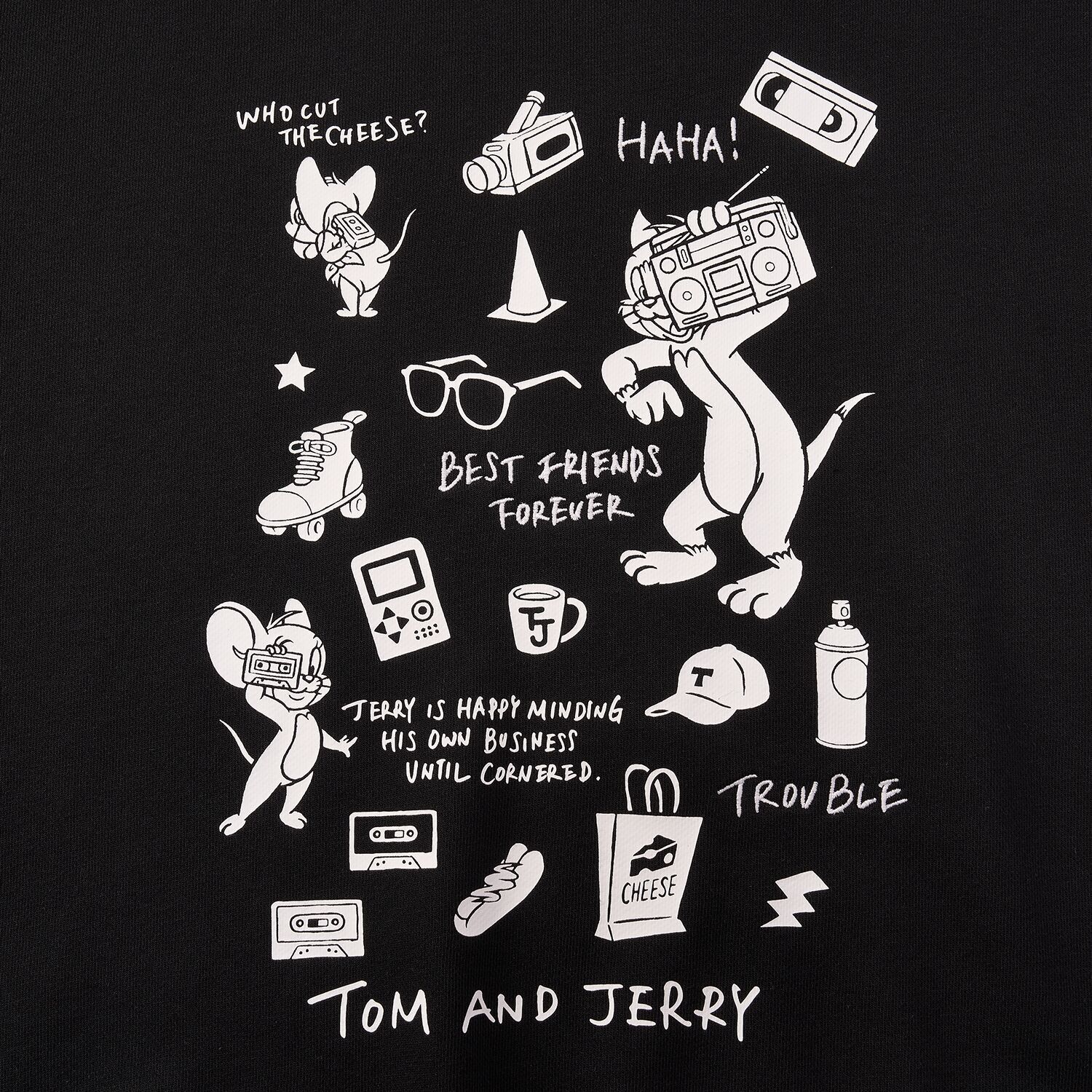 Men's Relaxed Fit Long Sleeve Tom & Jerry French Terry Sweatshirt