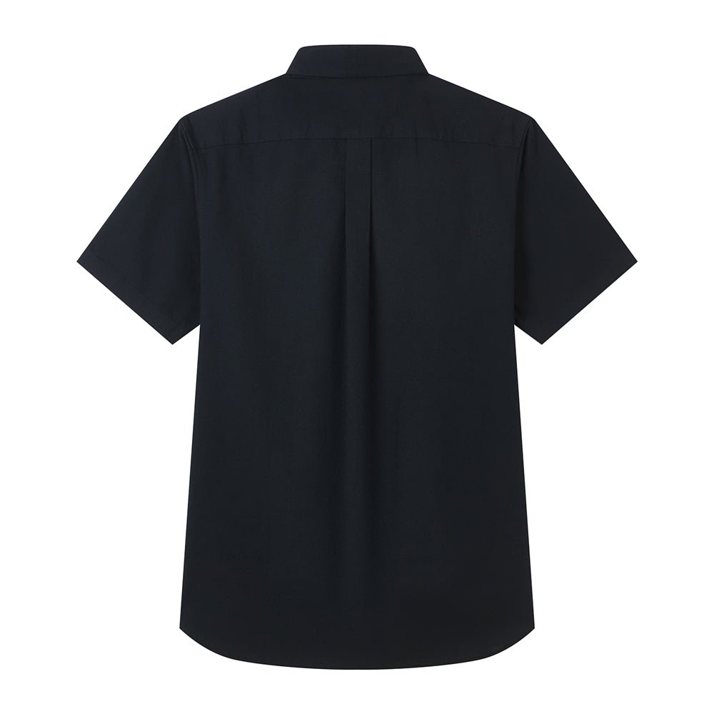 Men's Cotton Oxford Slim Fit Short-Sleeve Shirt with Embroidery