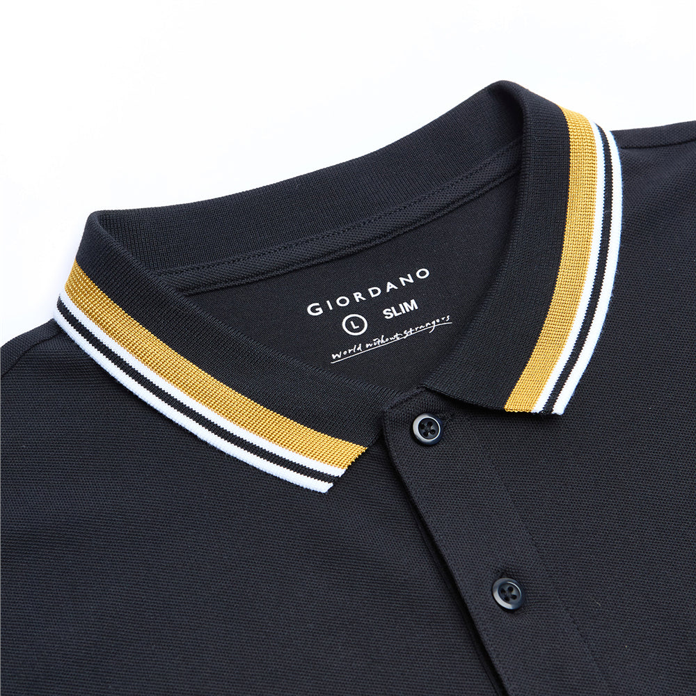 Men’S Slim Pique Polo With Contrast Collar & Signature Embroidery
