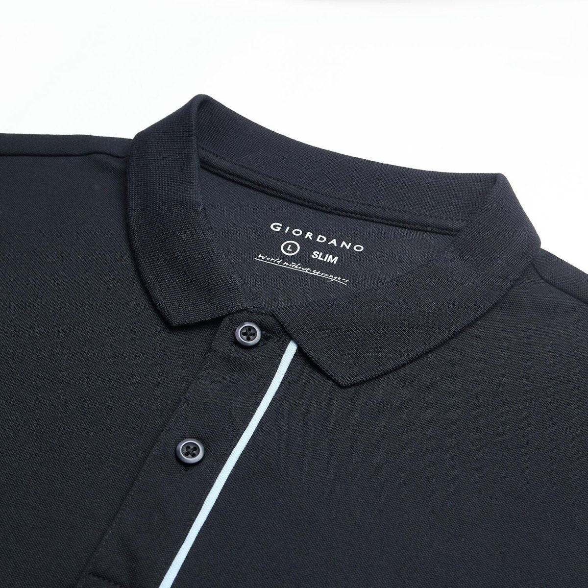 Men's Slim Fit Cool Touch Cotton Nylon Pique Flat Knit Collar Solid Polo