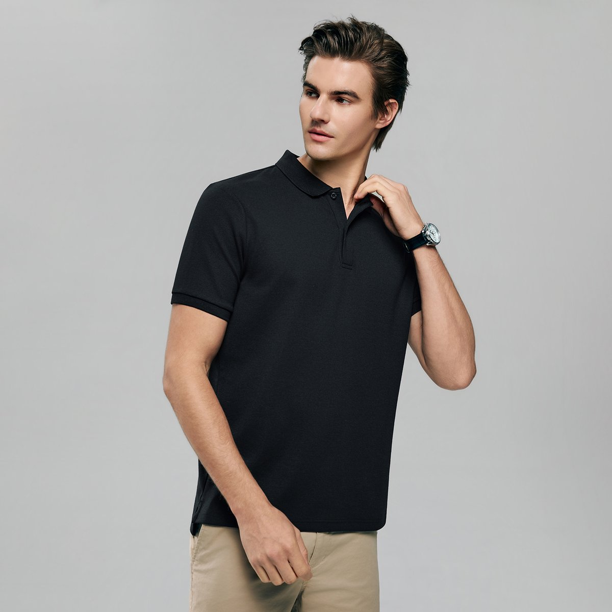 Men's Slim Waffle Knit Premium Polo