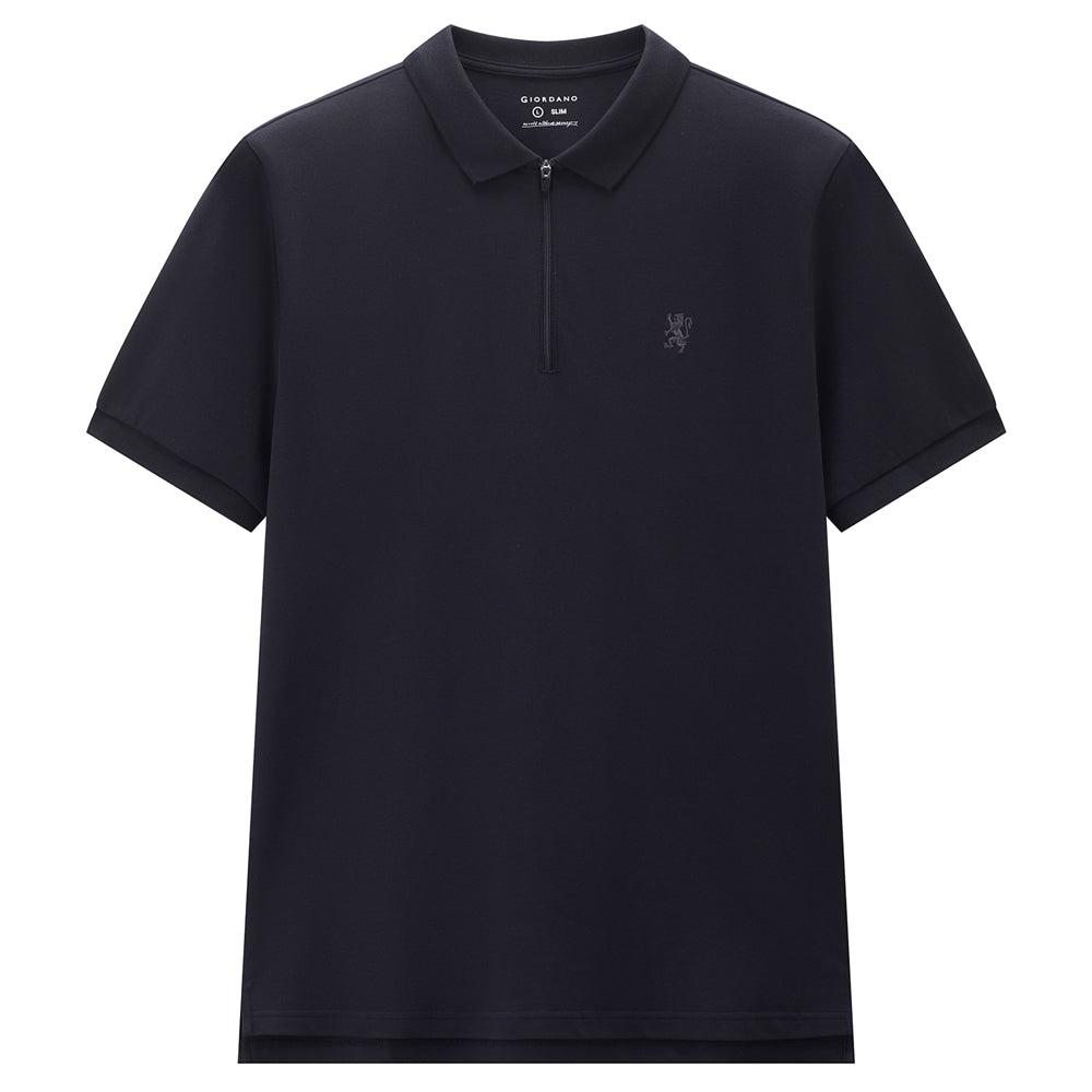 Men's Slim Fit Small Lion Zipper Polo