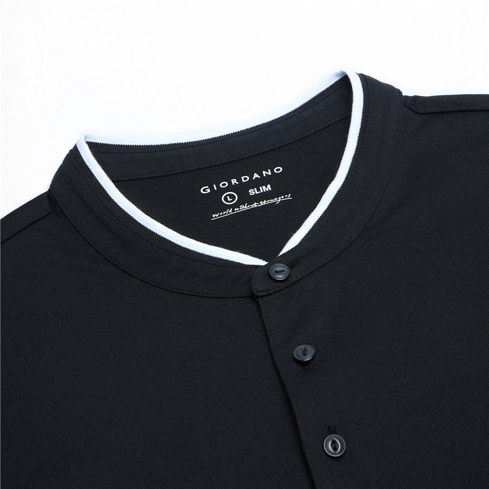 Men's Cotton Jersey Henley Short Sleeve Slim Fit Tee