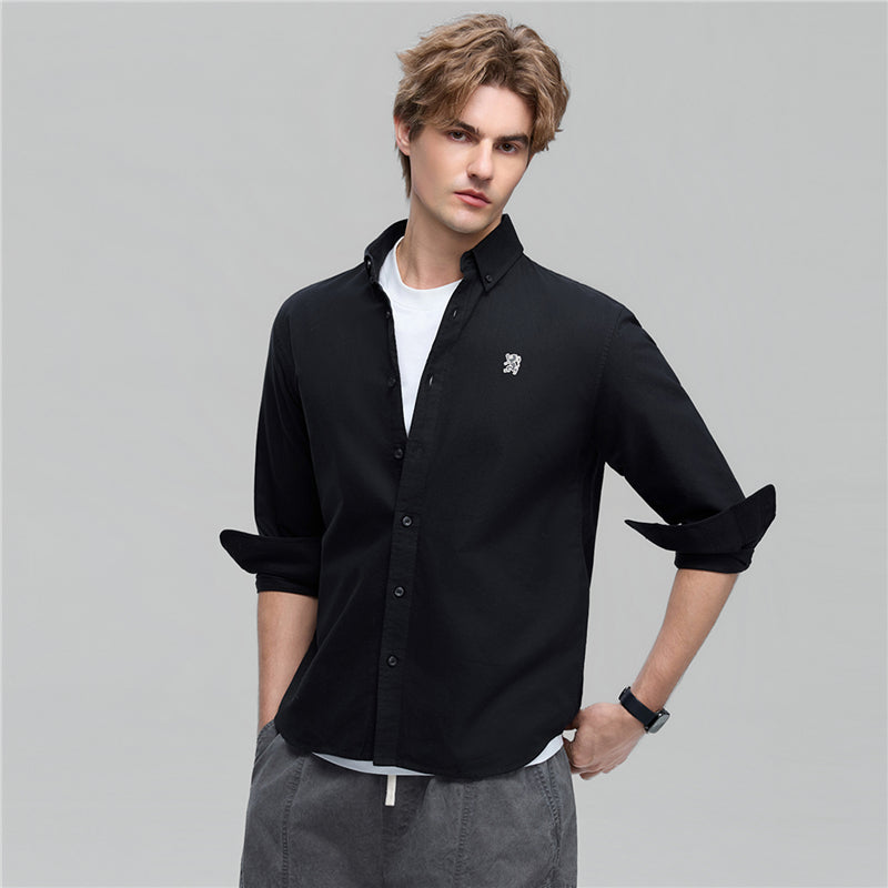 Men's Cotton Slim Oxford Shirt With Embroidery