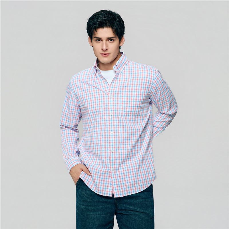 Men’s Cotton Oxford Wrinkle Free Long-Sleeve Shirt