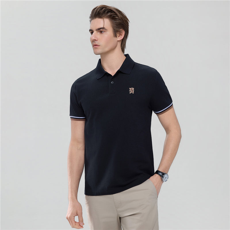 Men's Cotton Slim Performance Polo With Small Lion Embroidery