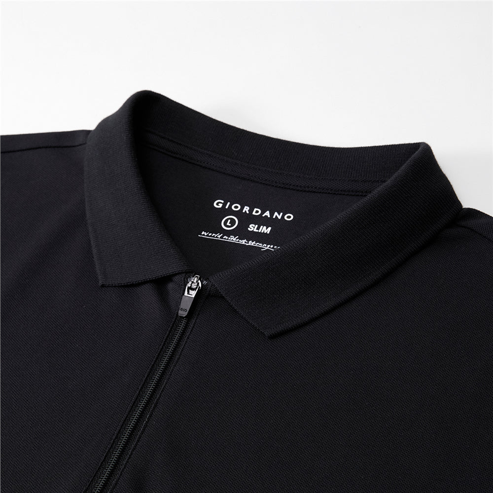 Men's Slim Fit Small Lion Zipper Polo