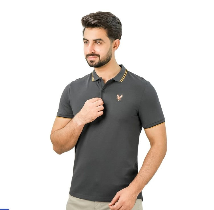 Men's Cotton Lycra Pique Polo - Slim Fit, Eagle Embroidery