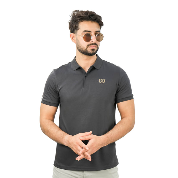Cotton Interlock Flat Knit Color Short Sleeve Slim Embroidered Solid Polo (Liquid Touch)