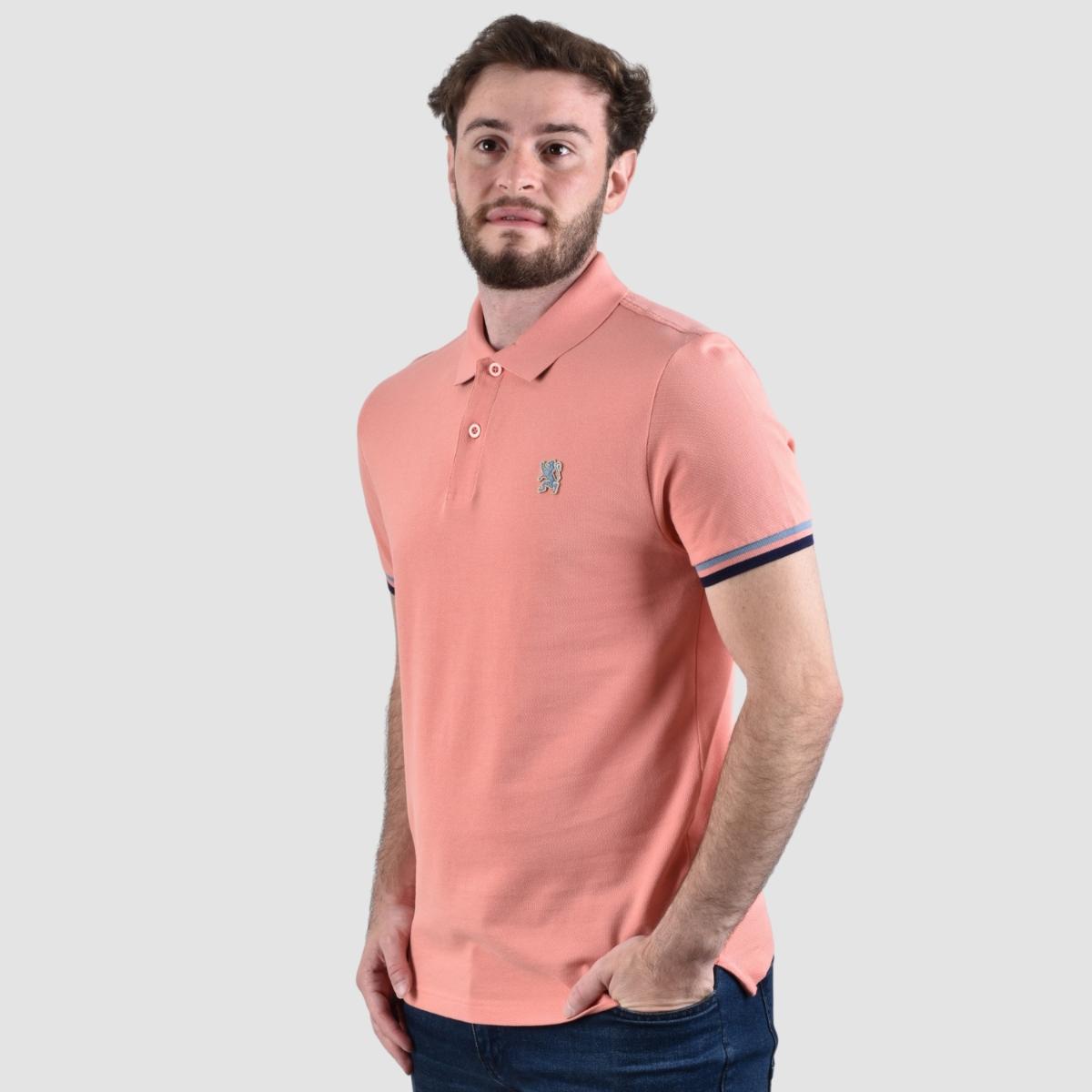 Men's Performance Slim Fit Lion Embroidery Solid Polo