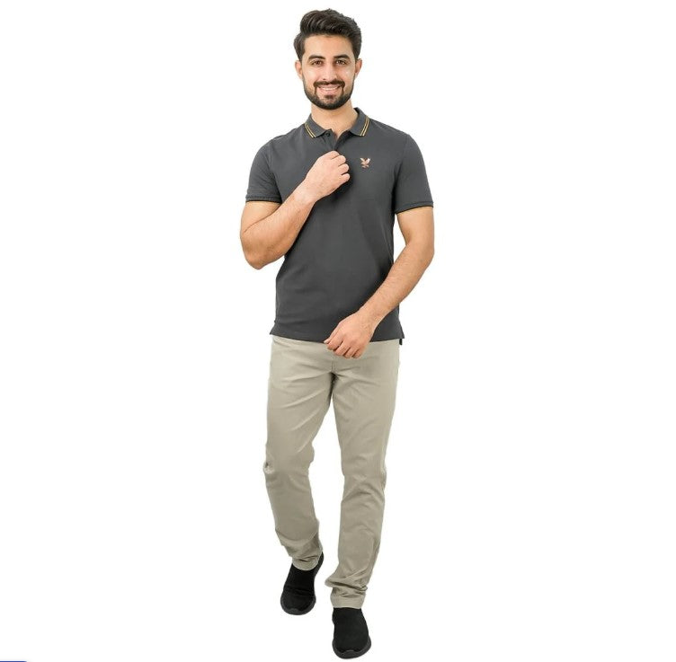 Men's Cotton Lycra Pique Polo - Slim Fit, Eagle Embroidery