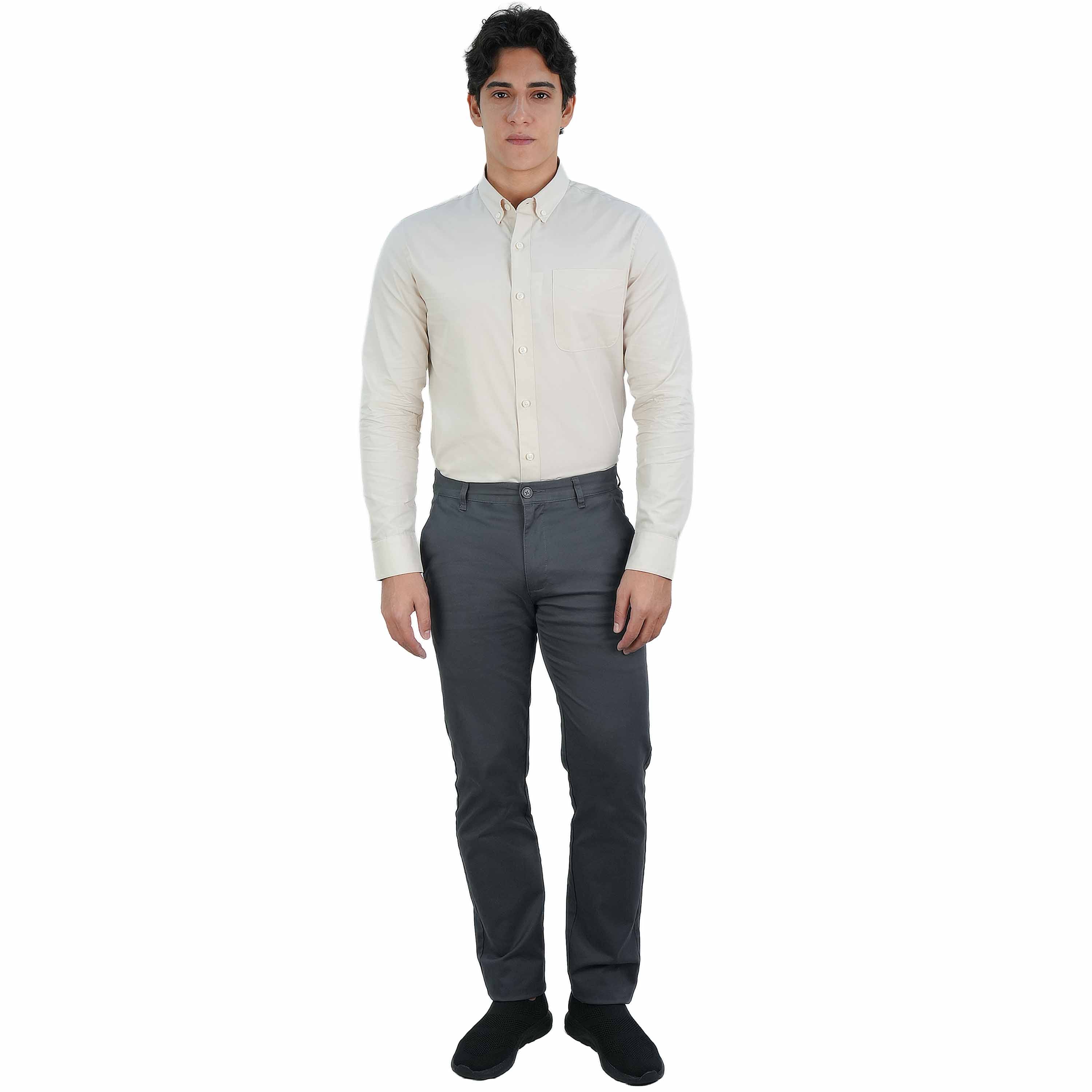 Men’s Low Rise Slim Tapered Cotton Stretch Twill Khakis