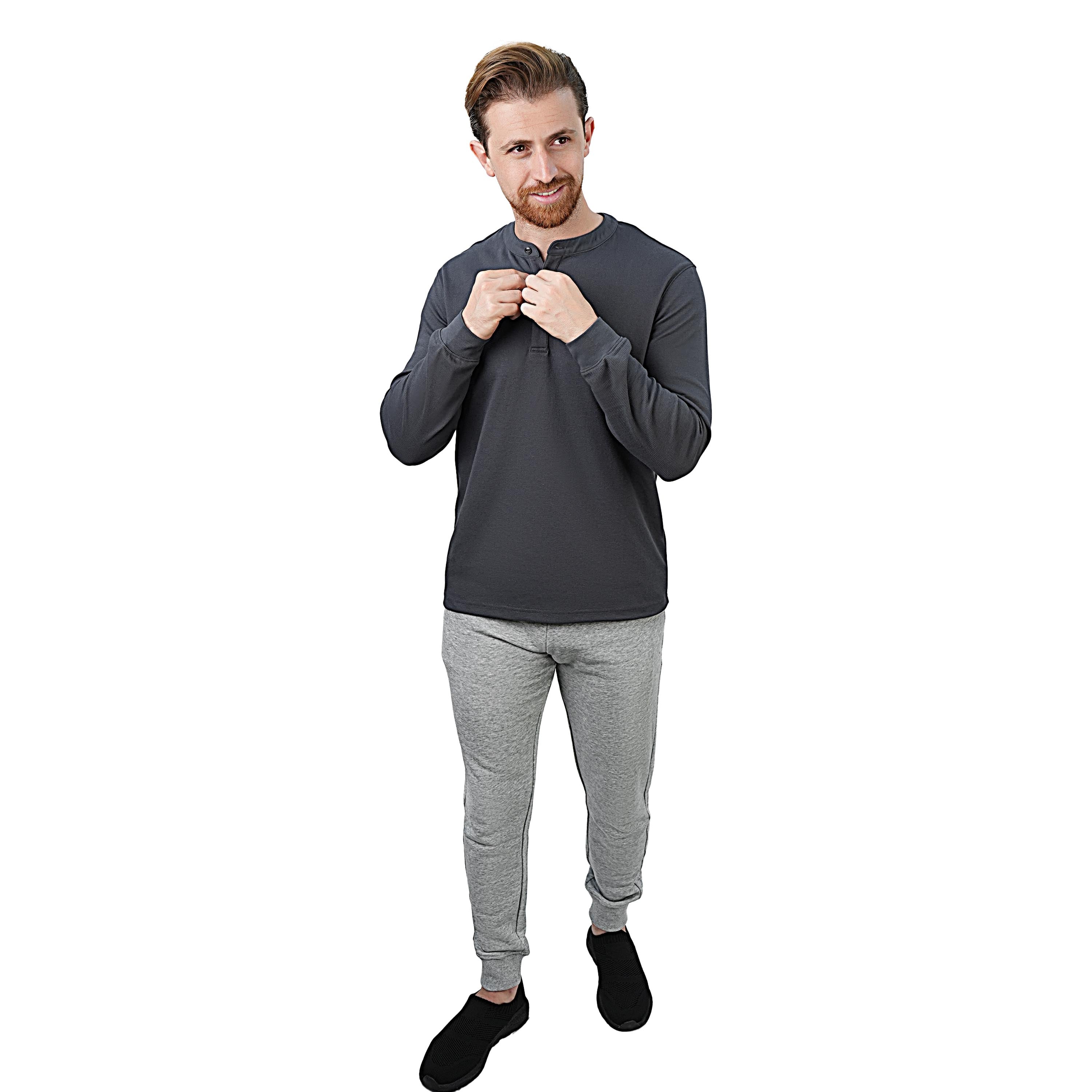 Men's Long Sleeve Stretch Waffle Henley Tee