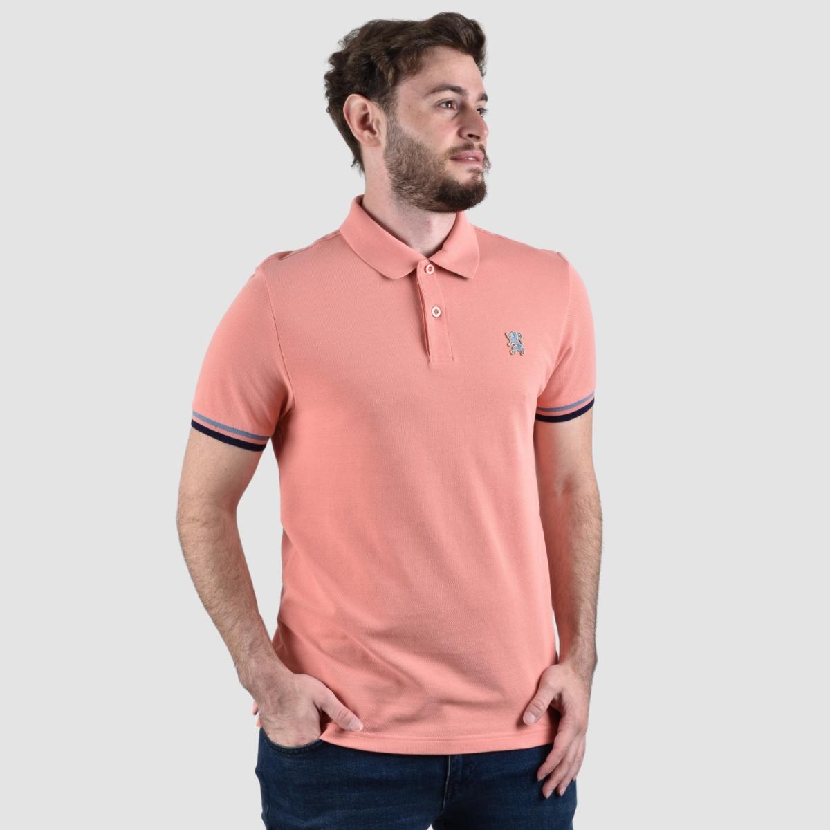 Men's Performance Slim Fit Lion Embroidery Solid Polo