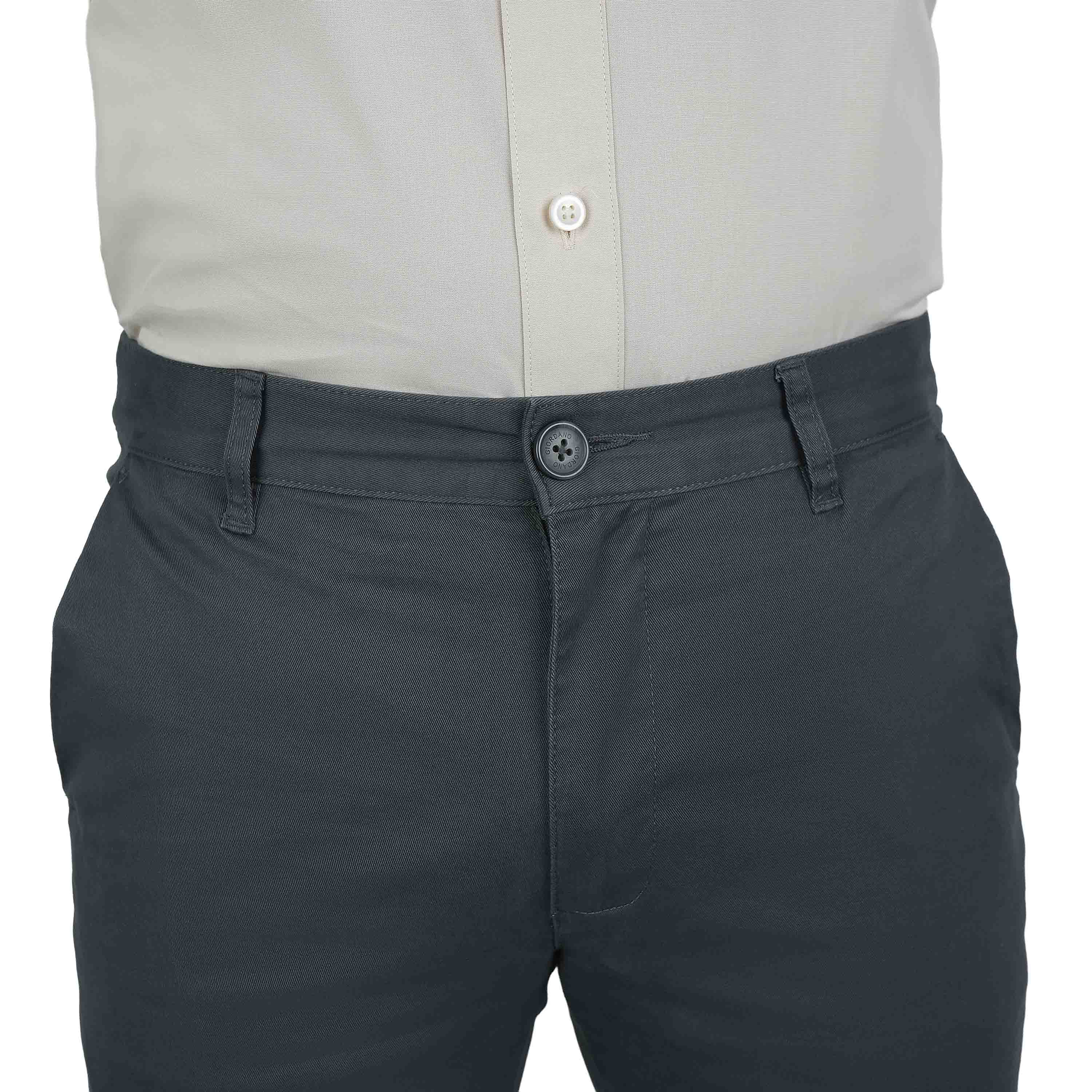 Men’s Low Rise Slim Tapered Cotton Stretch Twill Khakis