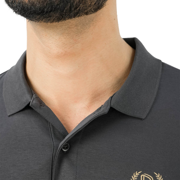 Cotton Interlock Flat Knit Color Short Sleeve Slim Embroidered Solid Polo (Liquid Touch)