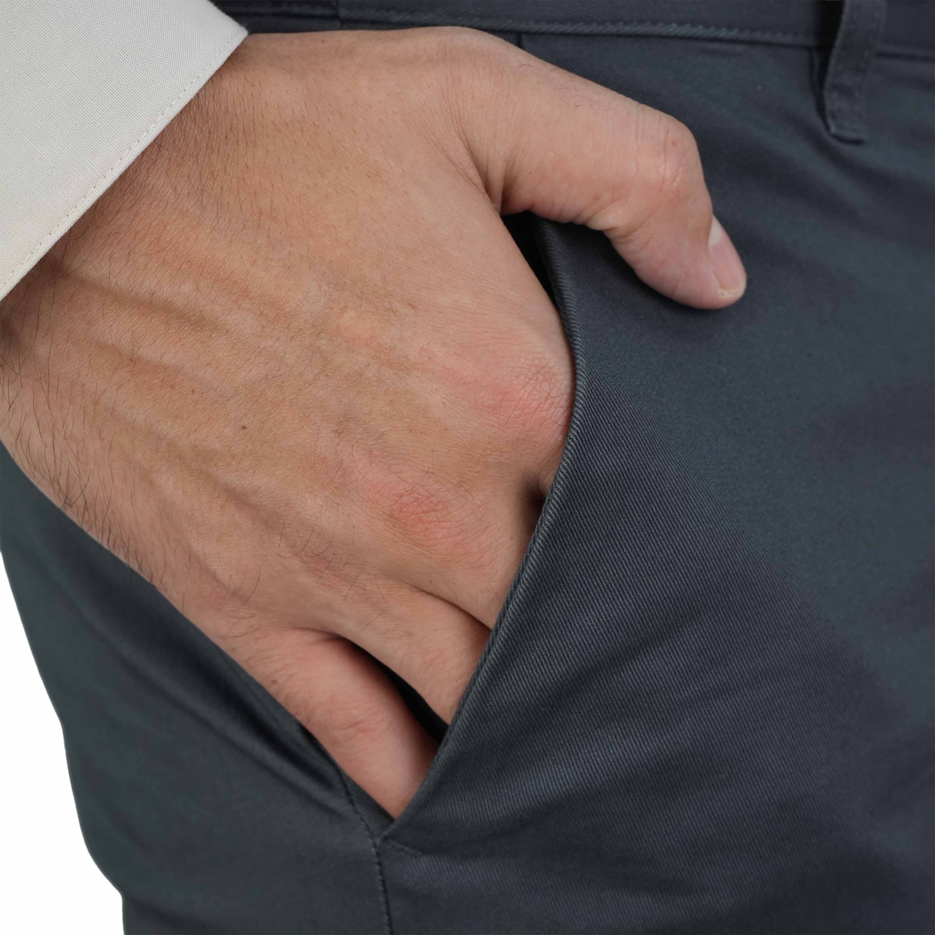 Men’s Low Rise Slim Tapered Cotton Stretch Twill Khakis