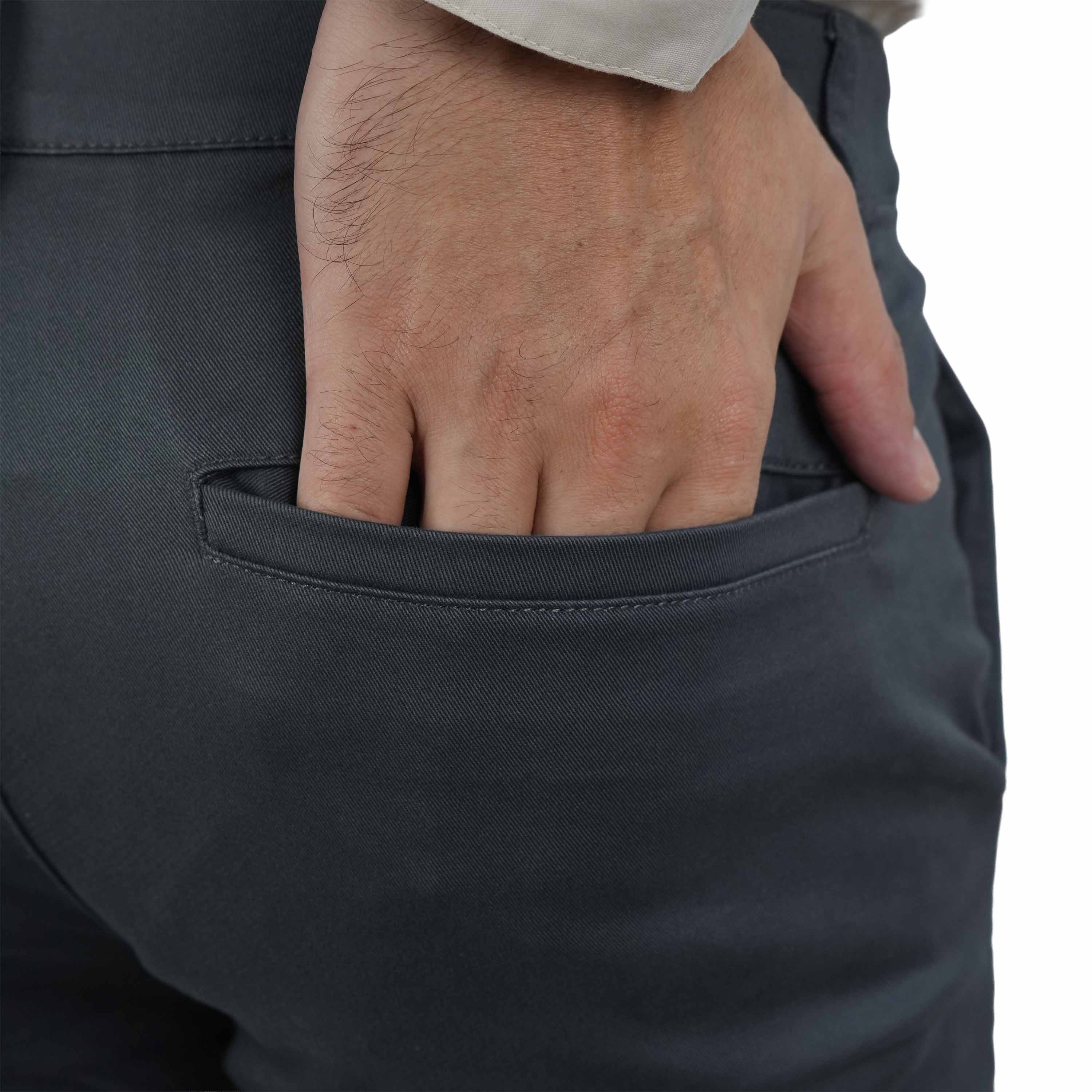 Men’s Low Rise Slim Tapered Cotton Stretch Twill Khakis