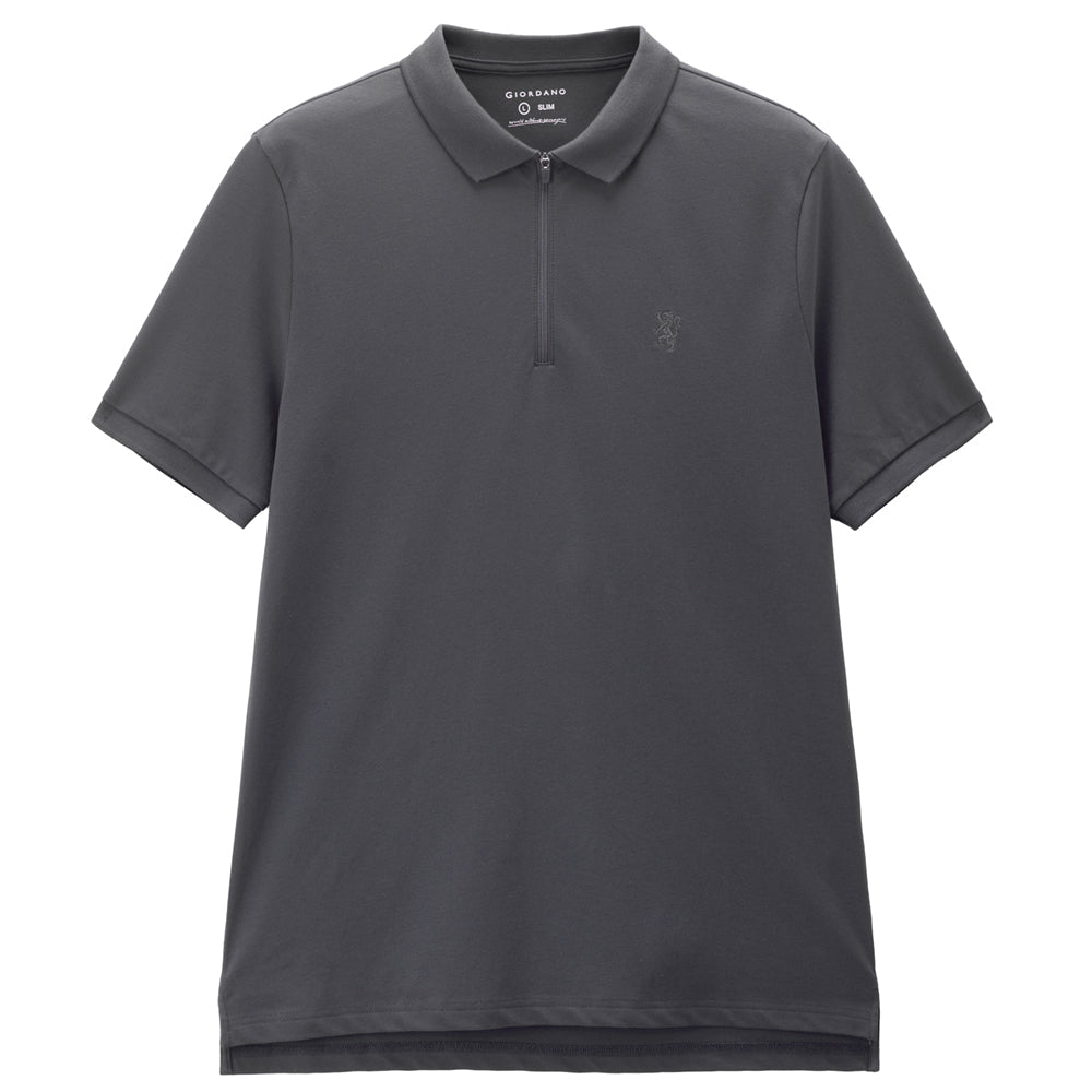Men's Slim Fit Small Lion Zipper Polo