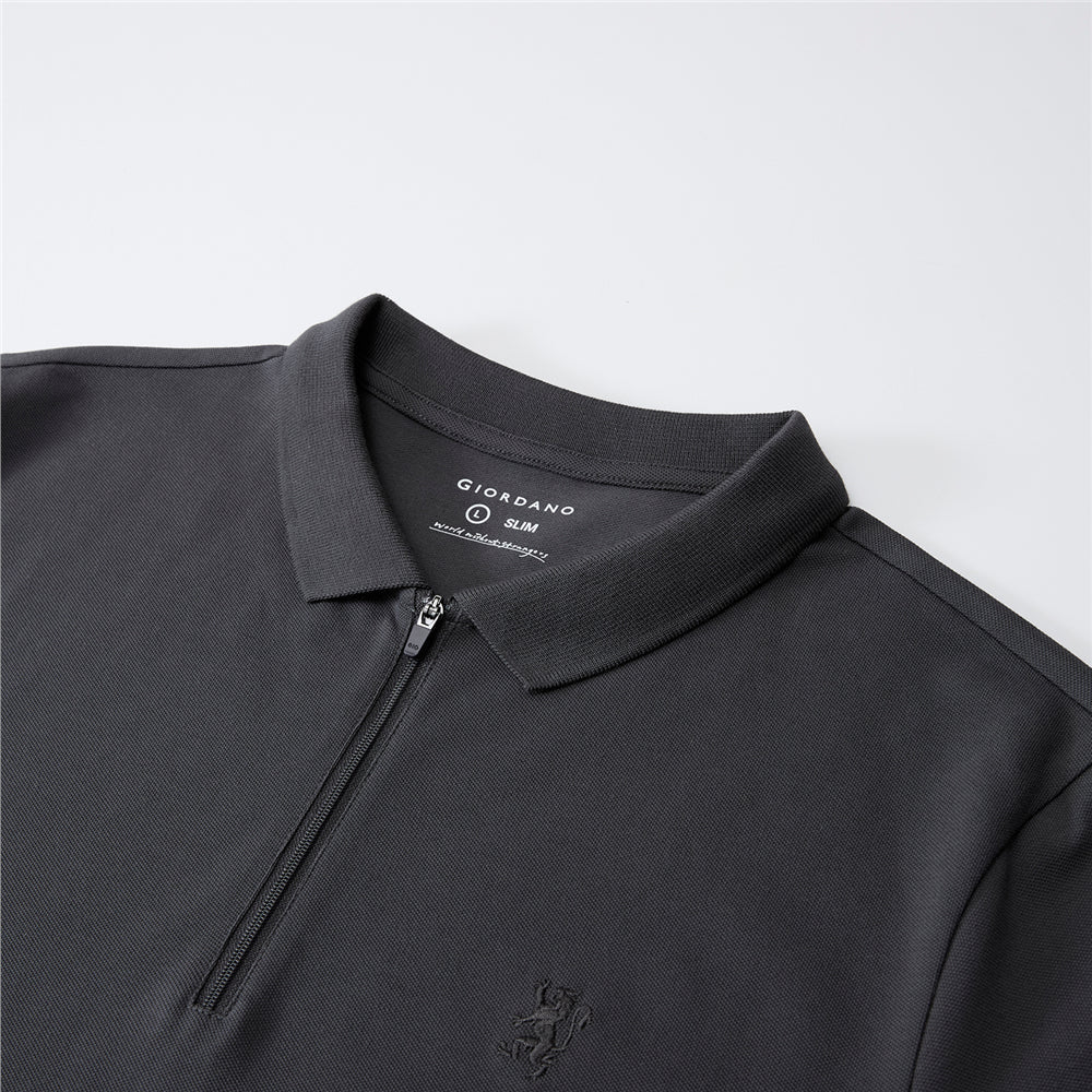 Men's Slim Fit Small Lion Zipper Polo