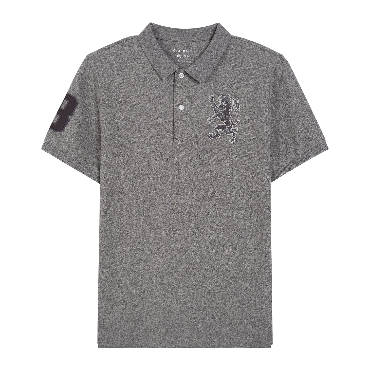Men's 3D Lion Polo: Slim Fit, Bold Embroidery, Premium Pique