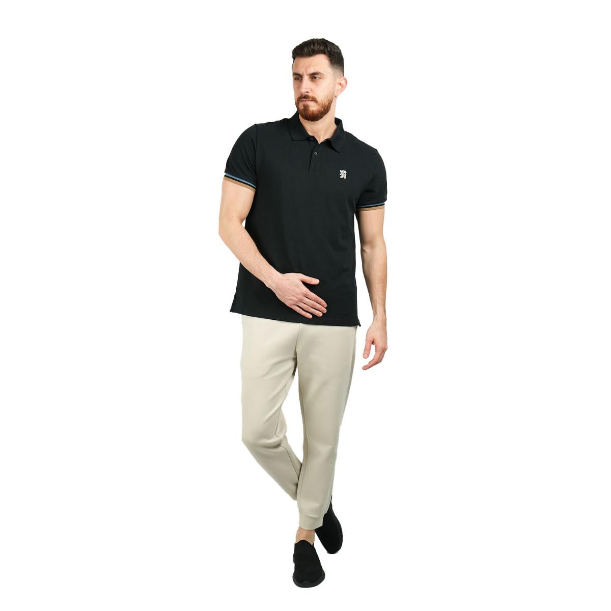 Men's Performance Slim Fit Lion Embroidery Solid Polo