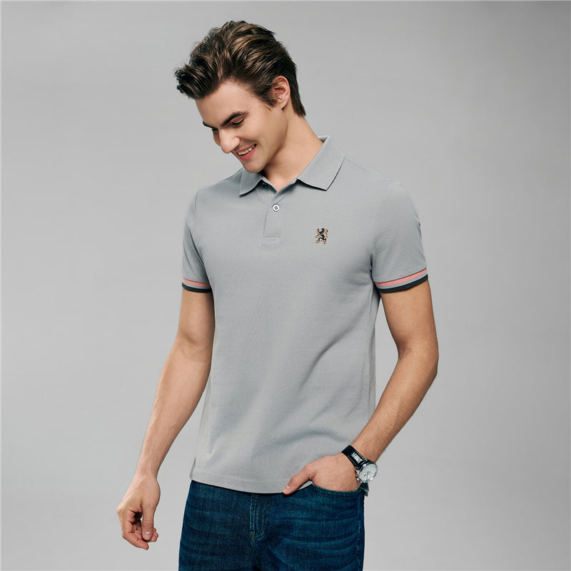 Men's Cotton Slim Performance Polo With Small Lion Embroidery