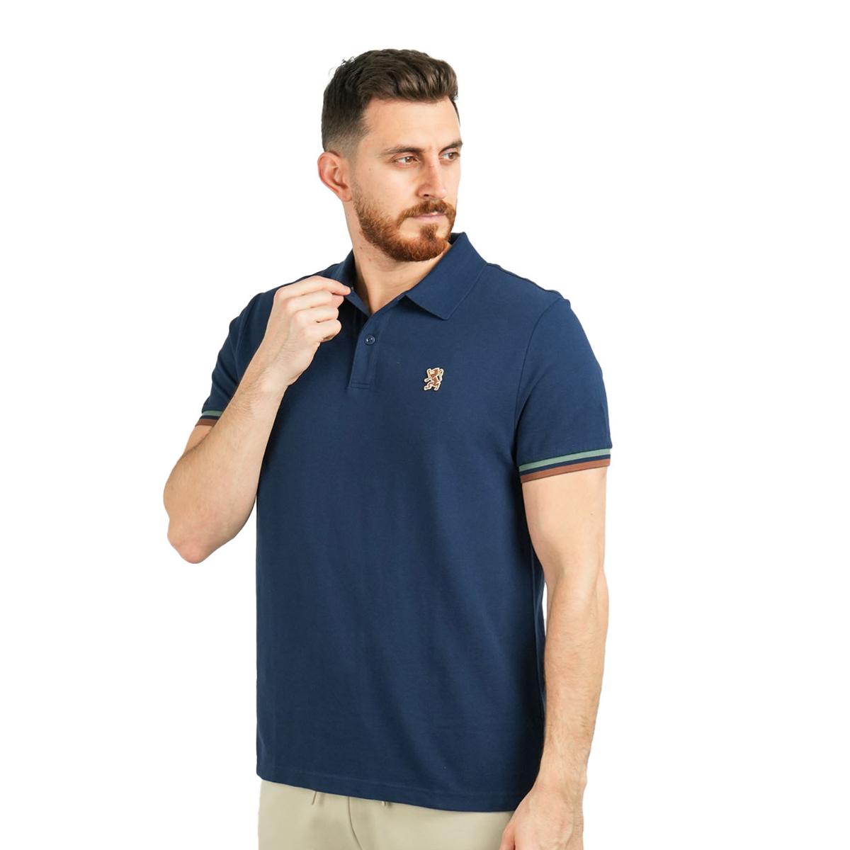 Men's Performance Slim Fit Lion Embroidery Solid Polo