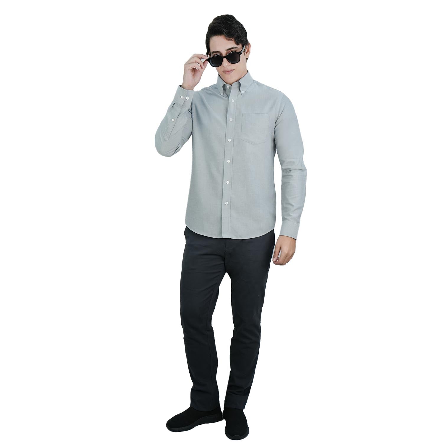 Men's Wrinkle-Free Cotton Oxford Long Sleeve Shirt