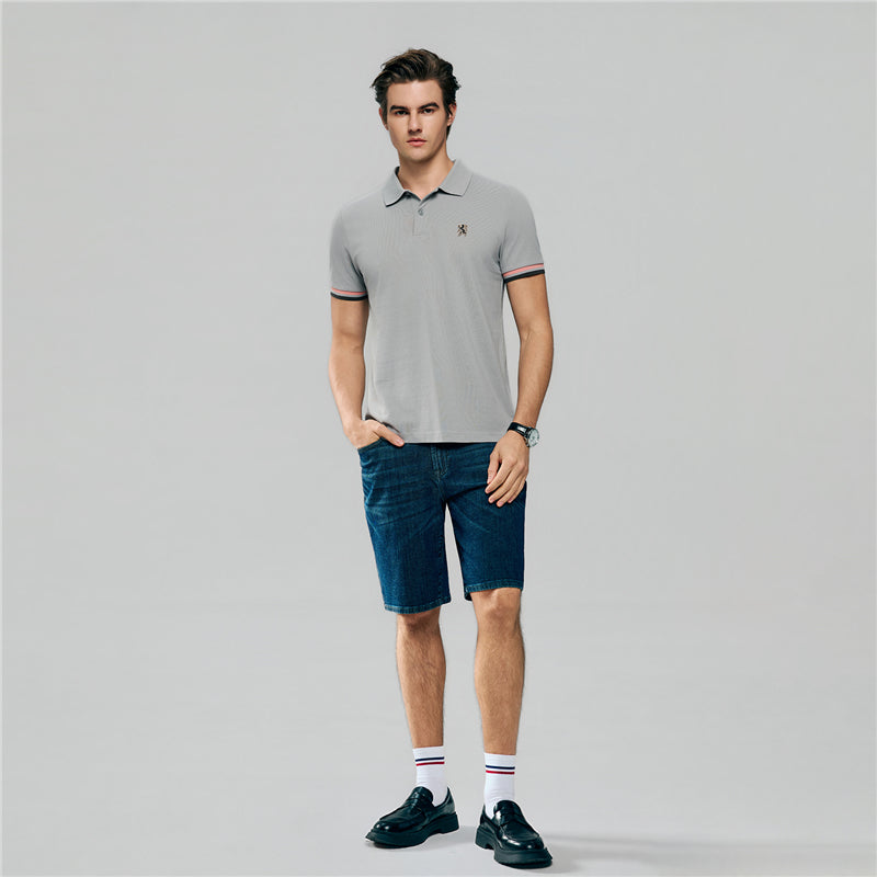 Men's Cotton Slim Performance Polo With Small Lion Embroidery