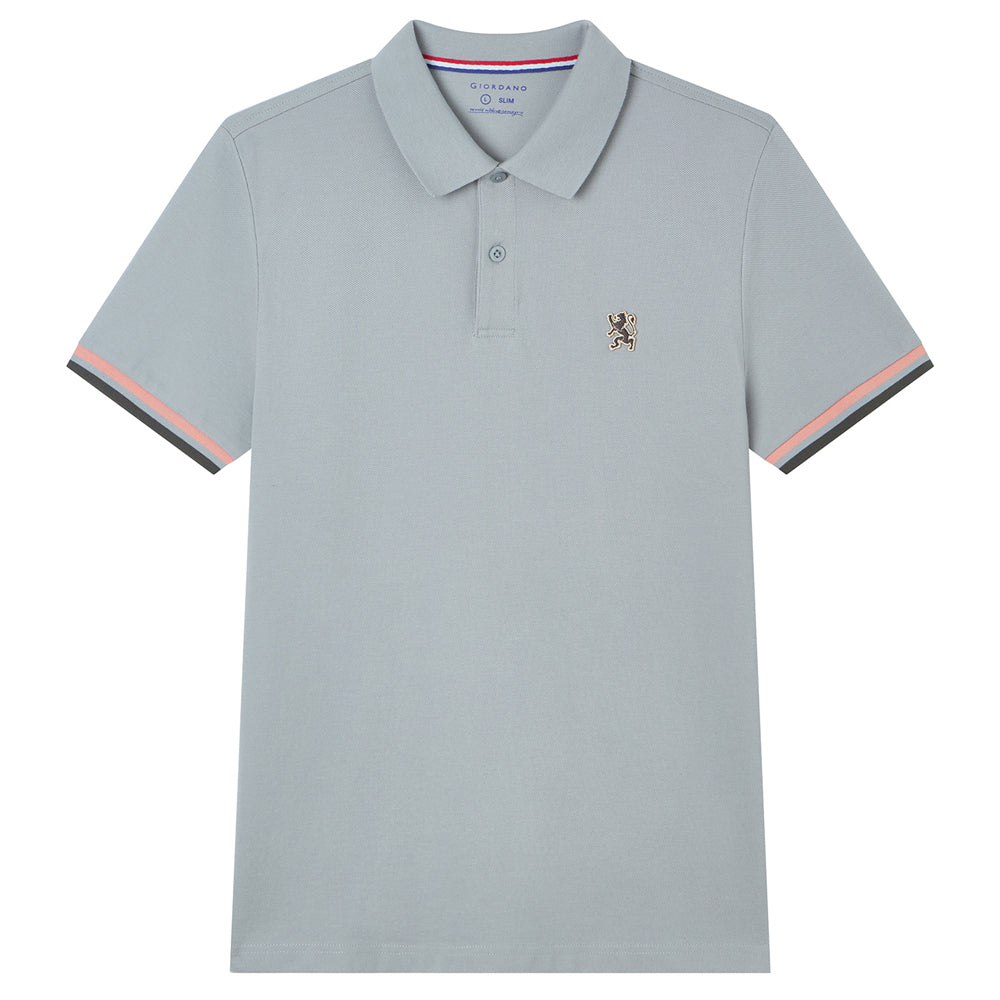 Men's Cotton Slim Performance Polo With Small Lion Embroidery
