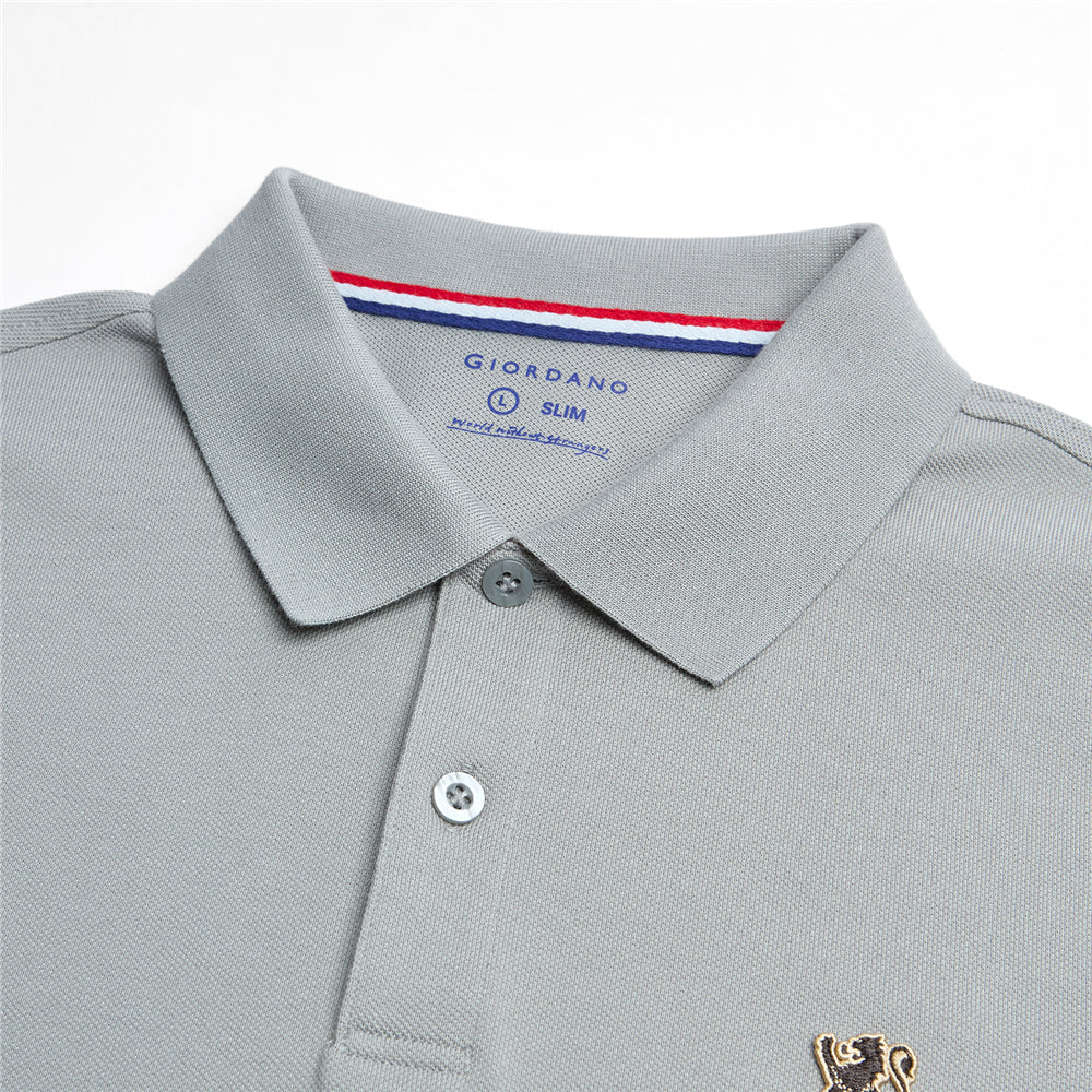 Men's Cotton Slim Performance Polo With Small Lion Embroidery