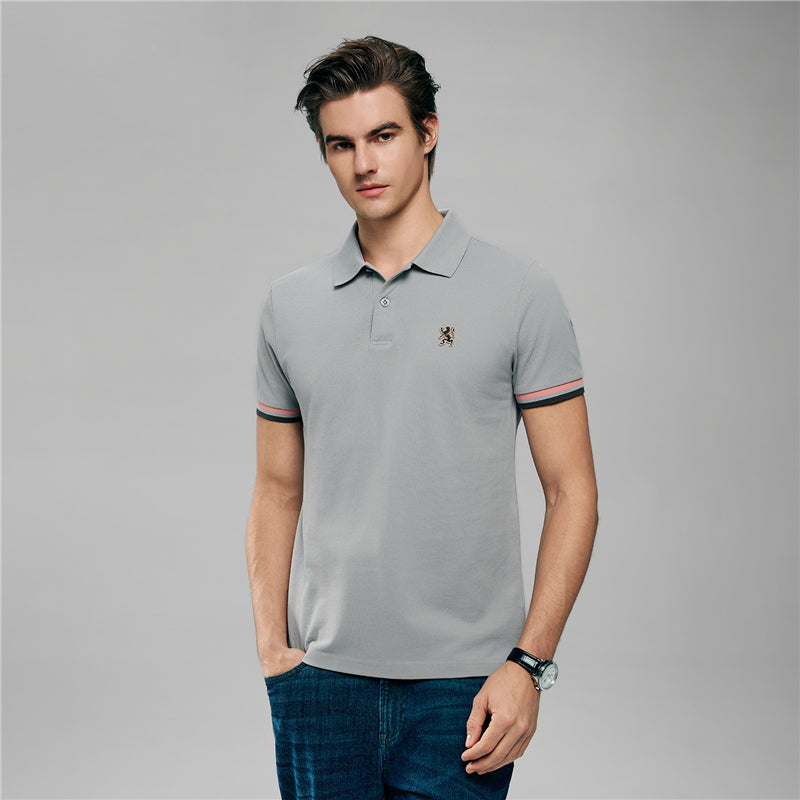 Men's Cotton Slim Performance Polo With Small Lion Embroidery
