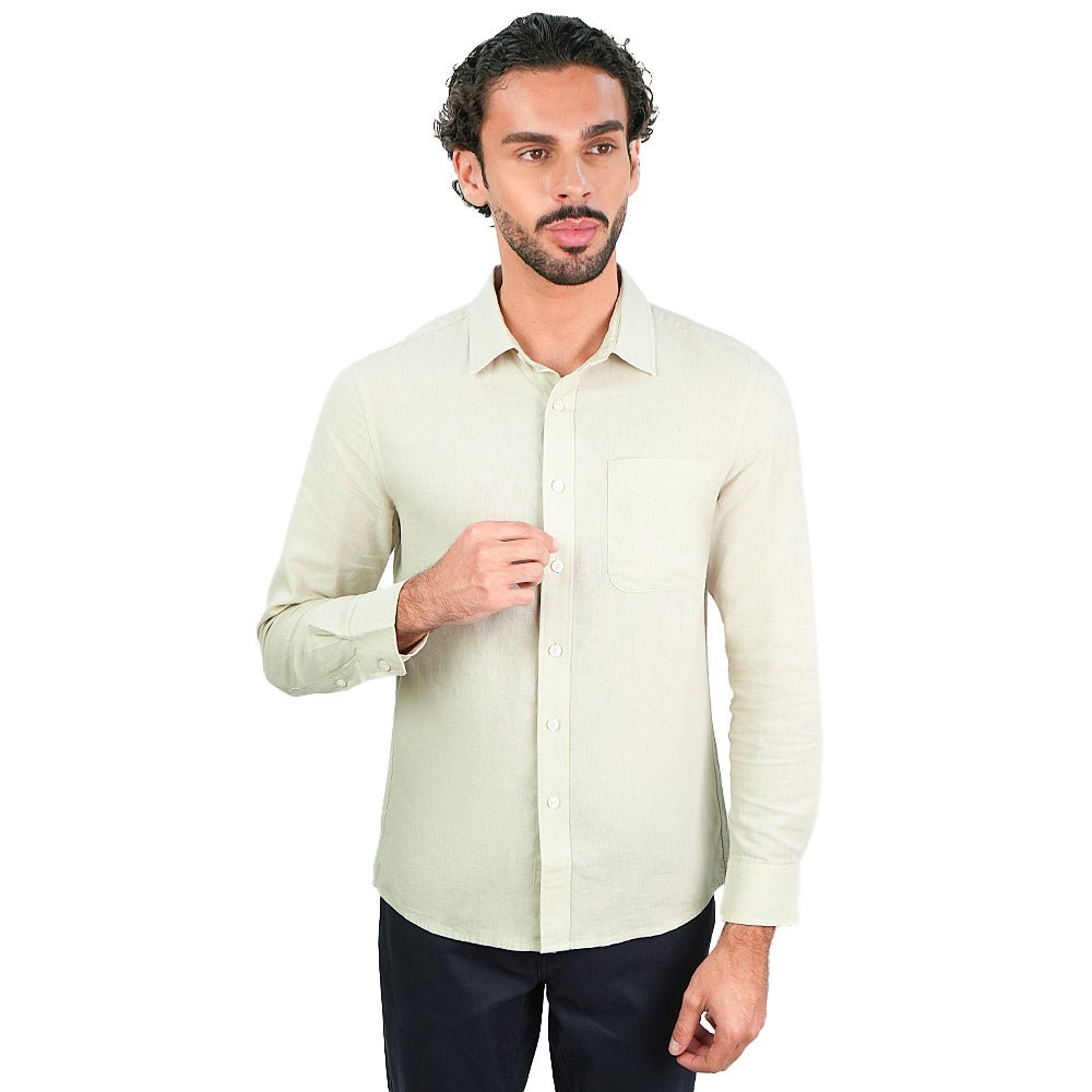 Men's Slim Linen Cotton Solid Shirt