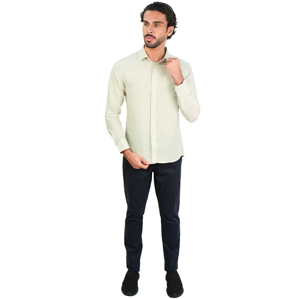 Men's Slim Linen Cotton Solid Shirt