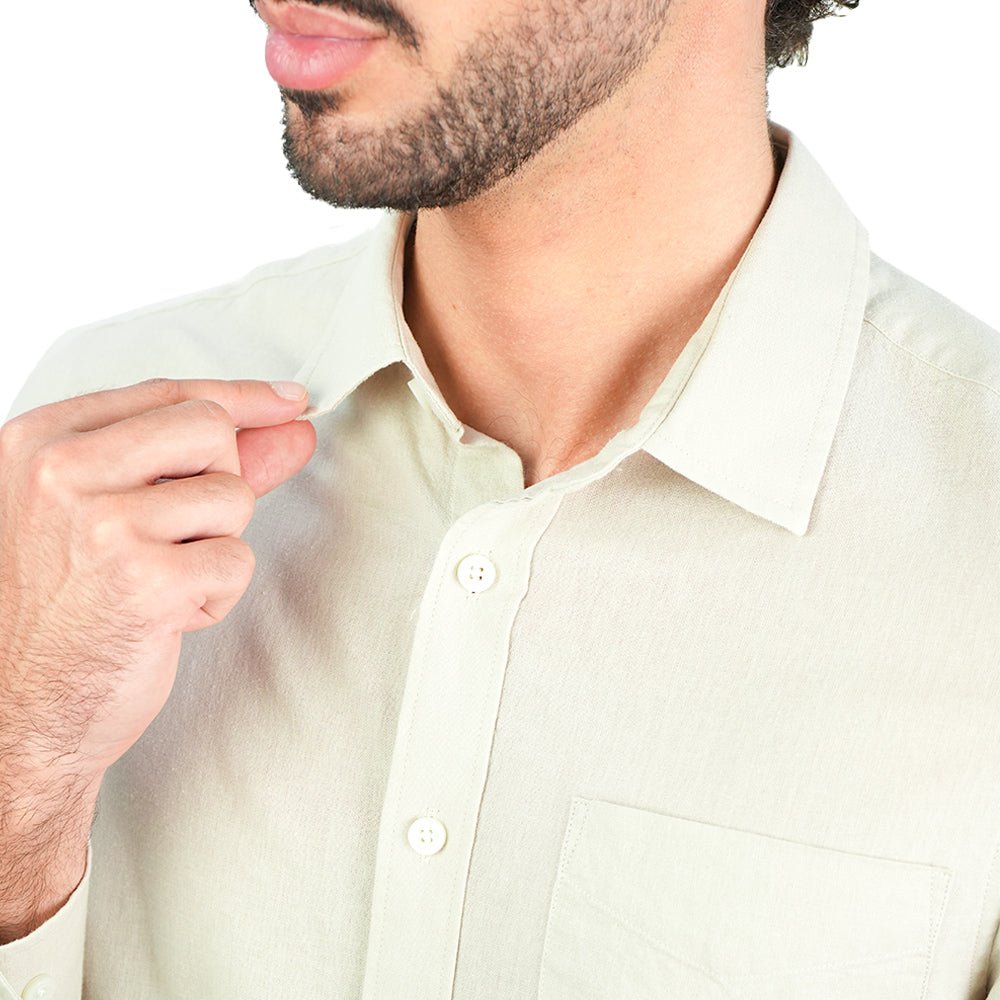 Men's Slim Linen Cotton Solid Shirt