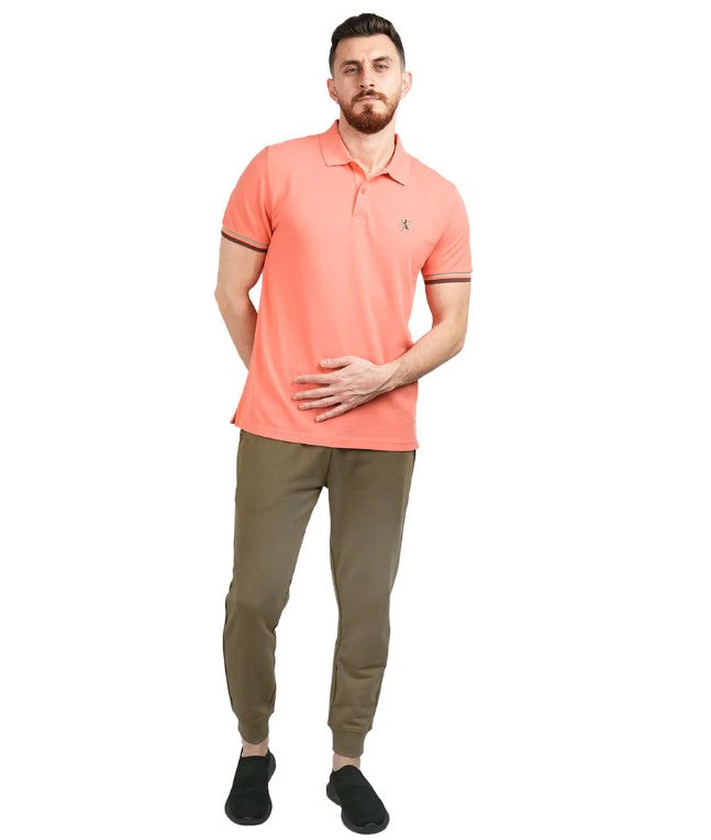 Men's Performance Slim Fit Lion Embroidery Solid Polo