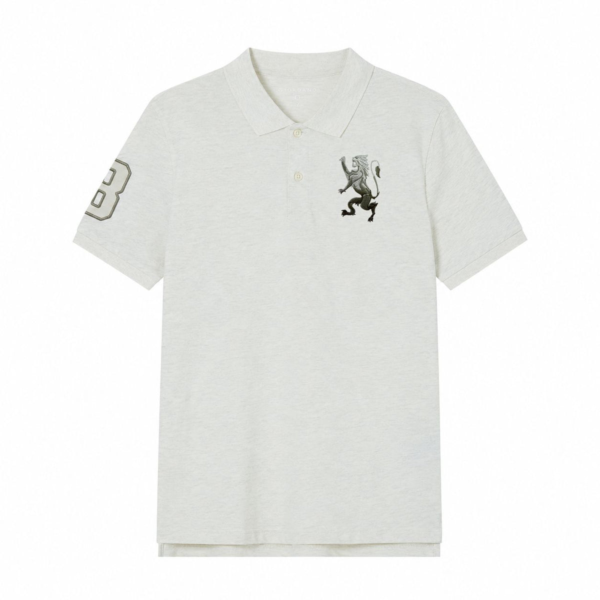 Men's Slim Pique Polo With Flat With 3D Lion Embroidery