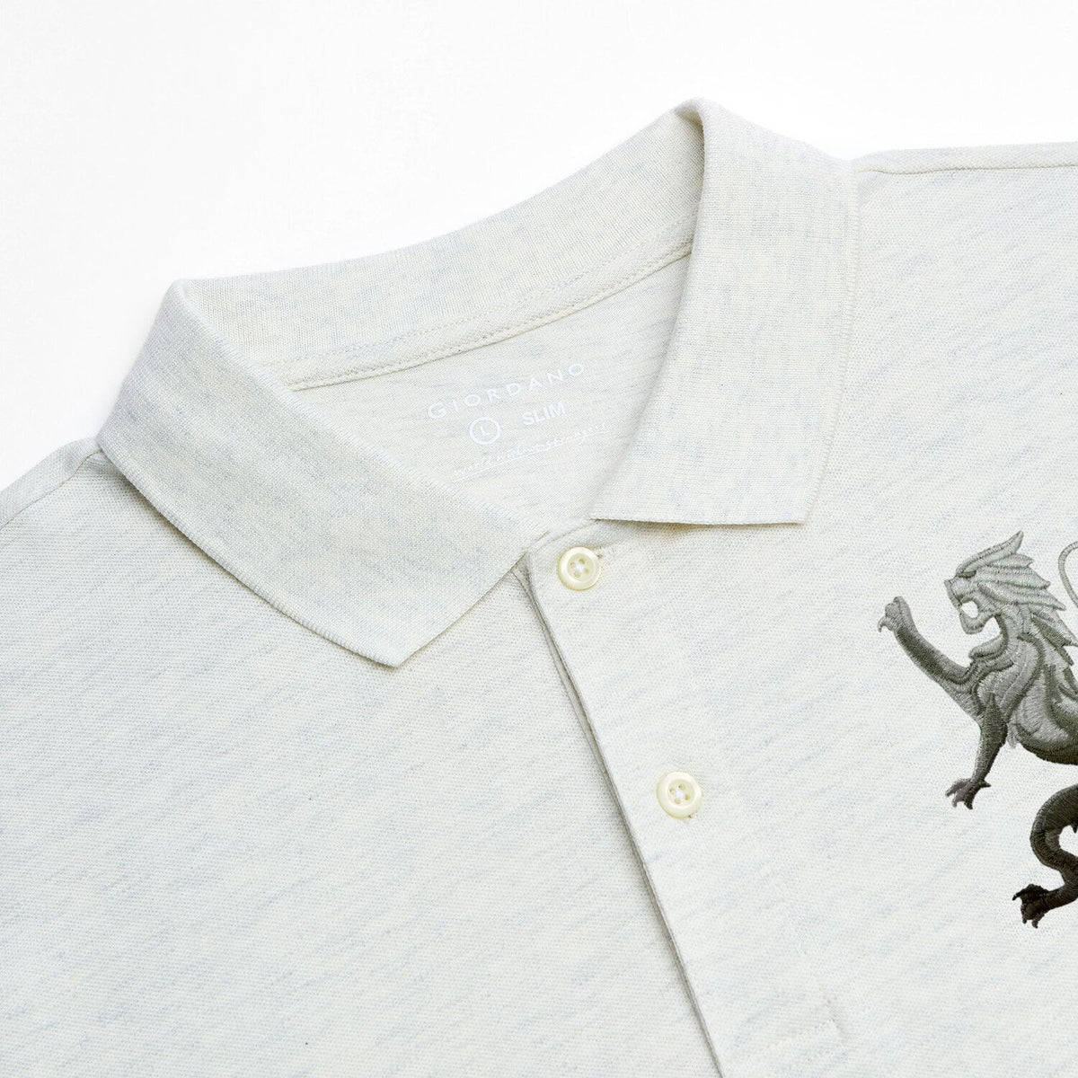 Men's Slim Pique Polo With Flat With 3D Lion Embroidery