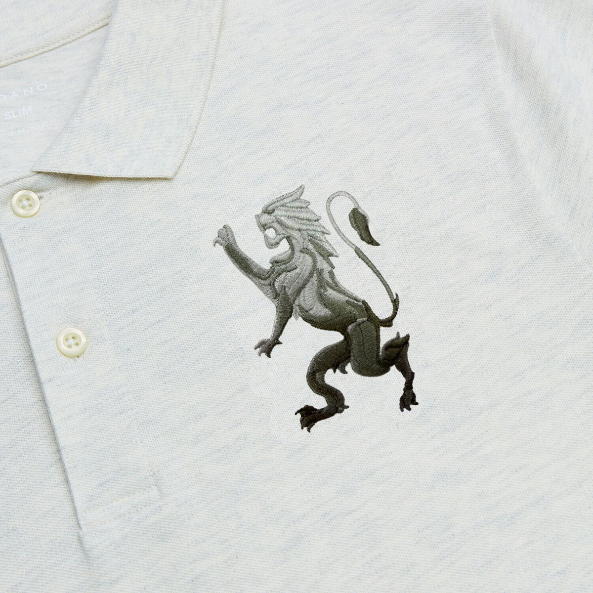 Men's Slim Pique Polo With Flat With 3D Lion Embroidery