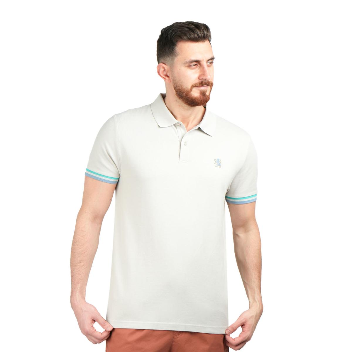 Men's Performance Slim Fit Lion Embroidery Solid Polo
