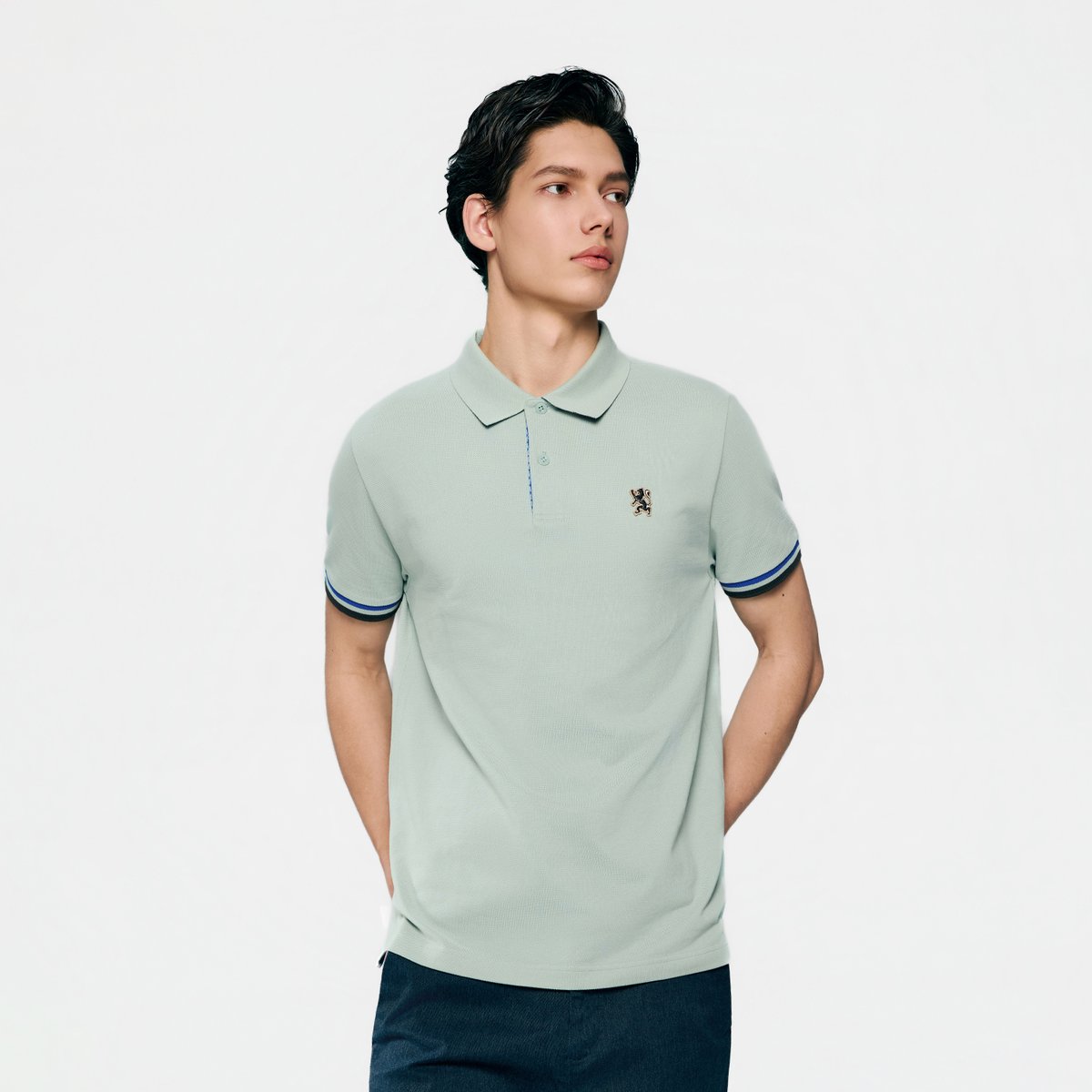 Men's Slim Fit Embroidered Solid Polo
