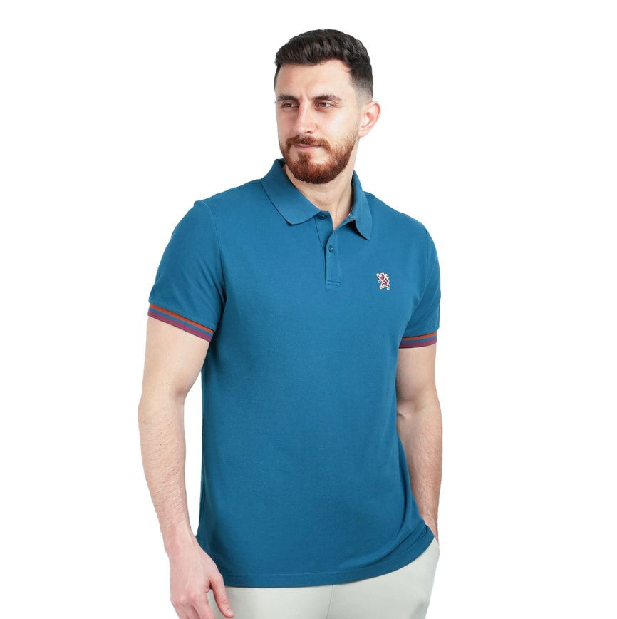 Men's Performance Slim Fit Lion Embroidery Solid Polo