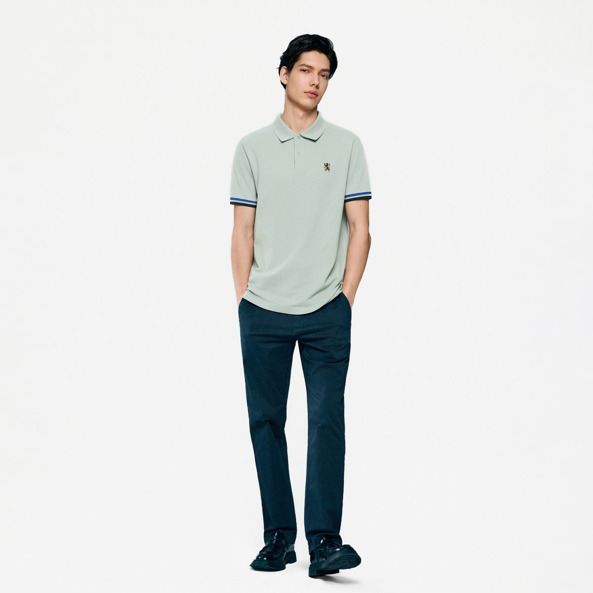 Men's Slim Fit Embroidered Solid Polo