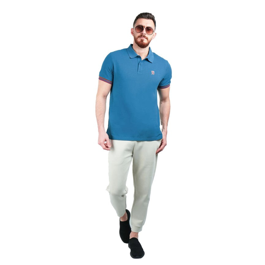 Men's Performance Slim Fit Lion Embroidery Solid Polo