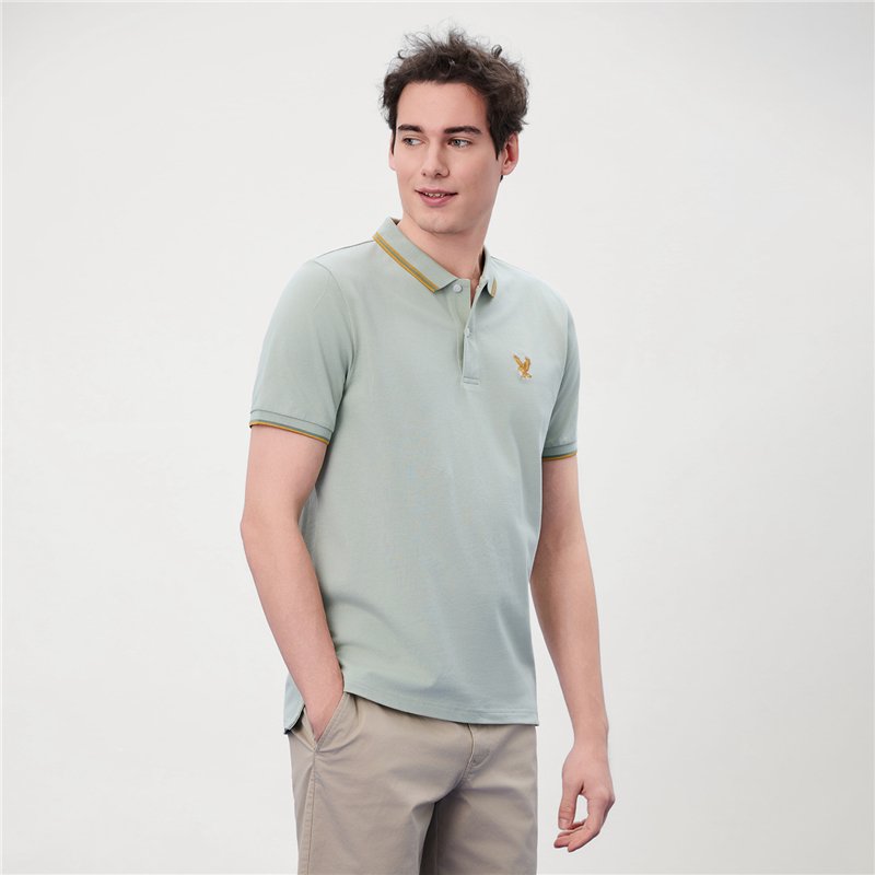 Men's Knit Collar Short Sleeve Slim Fit Embroidered Polo