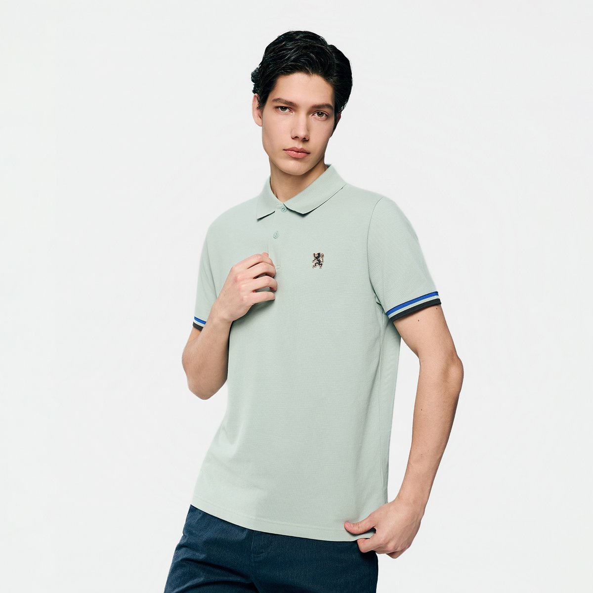 Men's Slim Fit Embroidered Solid Polo